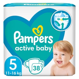 Pampers | Active Baby | Scutece bebelusi Marimea 5, 11-16 kg, 38 buc