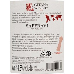 Gitana Winery | Vin rosu Saperavi 1.5L