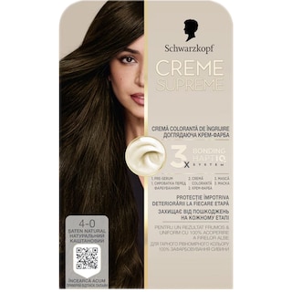 Creme Supreme | Vopsea permanenta pentru par, 4-0, saten natural