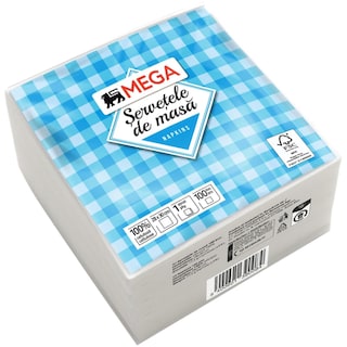MEGA | Servetele albe de masa, 1 strat, 100 bucati