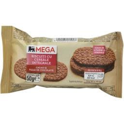 Biscuiti cu cereale integrale, cacao si fulgi de ciocolata 50g