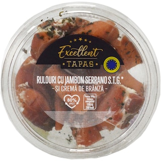 Excellent | Rulouri din jambon Serrano cu crema de branza 85g