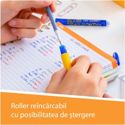 Bic | Roller cu gel termosensibil, varf mediu 0.7 mm, cerneala albastra + 2 rezerve