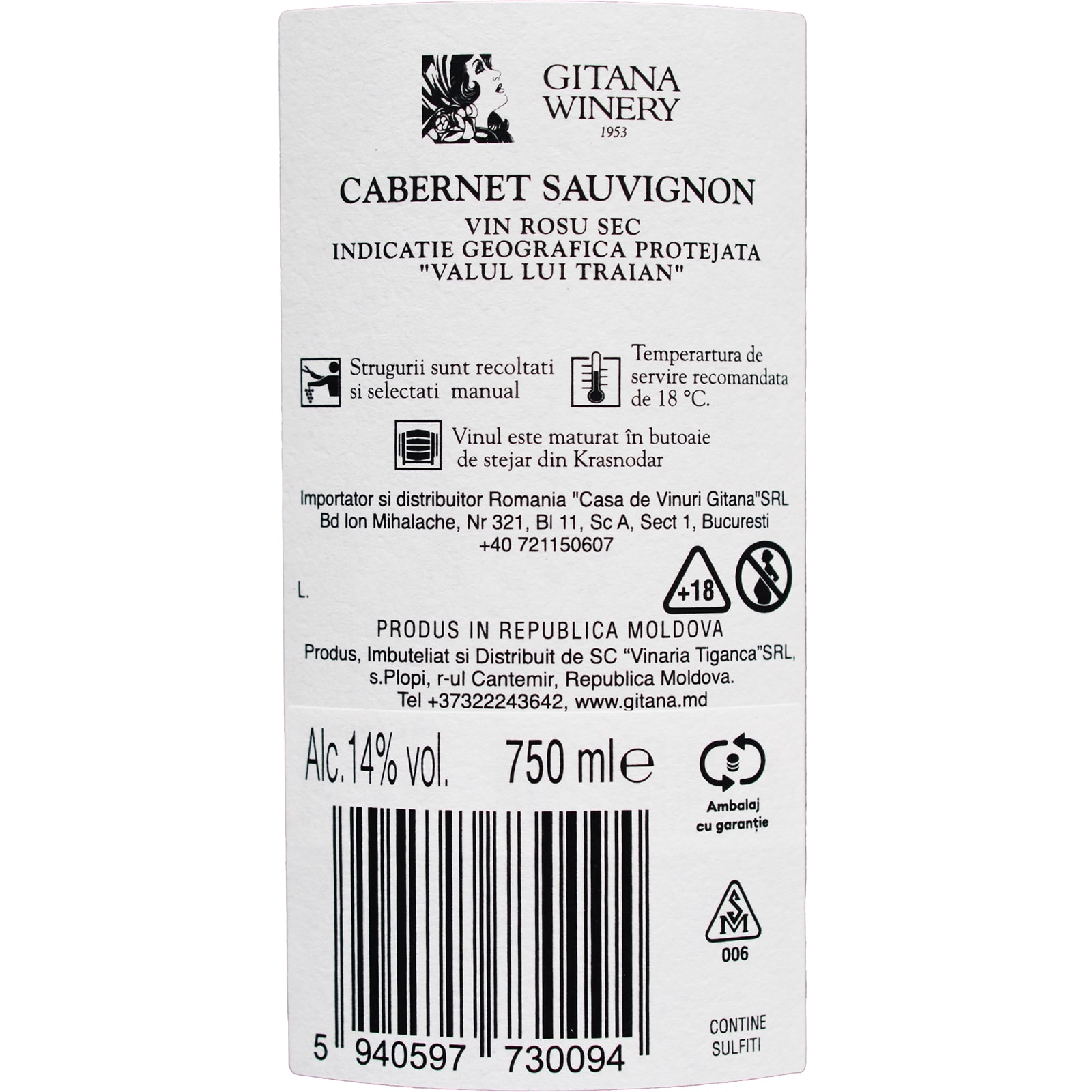 Gitana Winery | Vin rosu sec Cabernet 0.75L | Mega-image