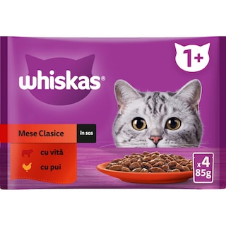 Whiskas | Hrana umeda pentru pisici Mese Clasice in sos 4x85g